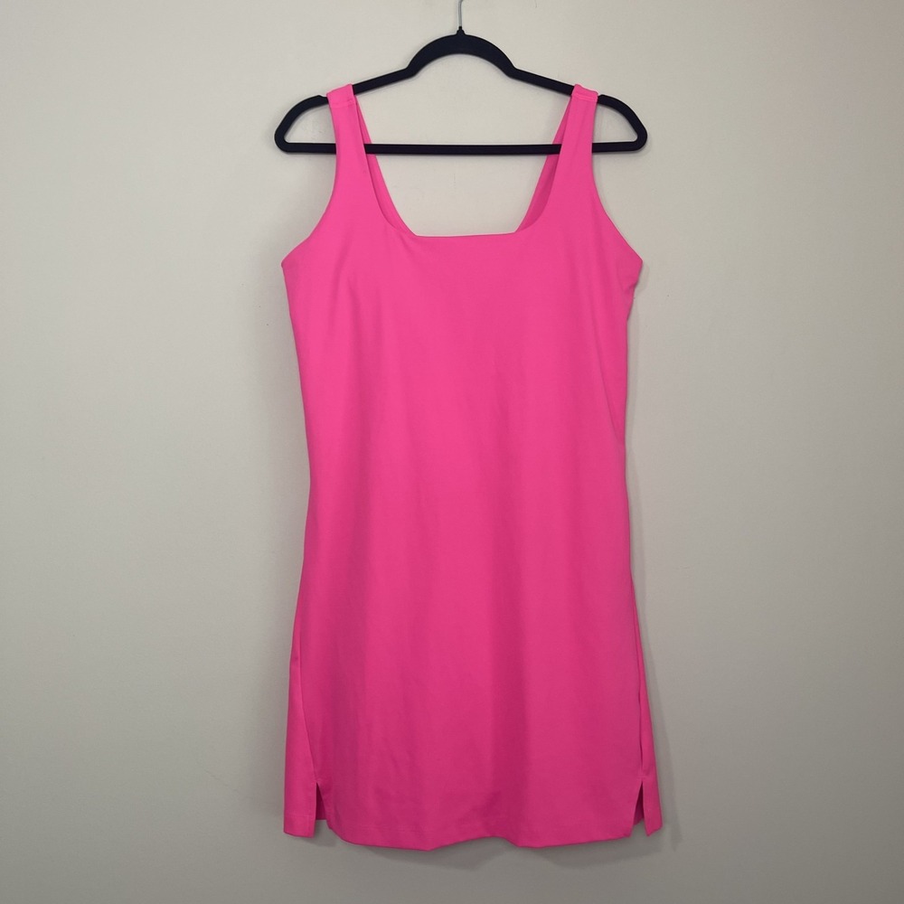 Old Navy PowerSoft Hot Pink Square Neck Athletic Mini Dress Tenniscore Active